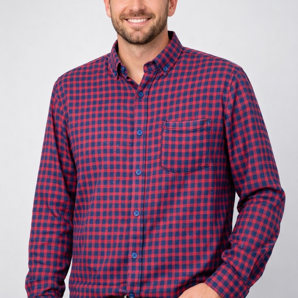 Casual Red and‎ Blue Checkered Men's Shirt